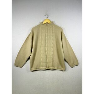 Cape Cod Sportswear Mock Neck Cable Knit Sweater Beige XL Acrylic